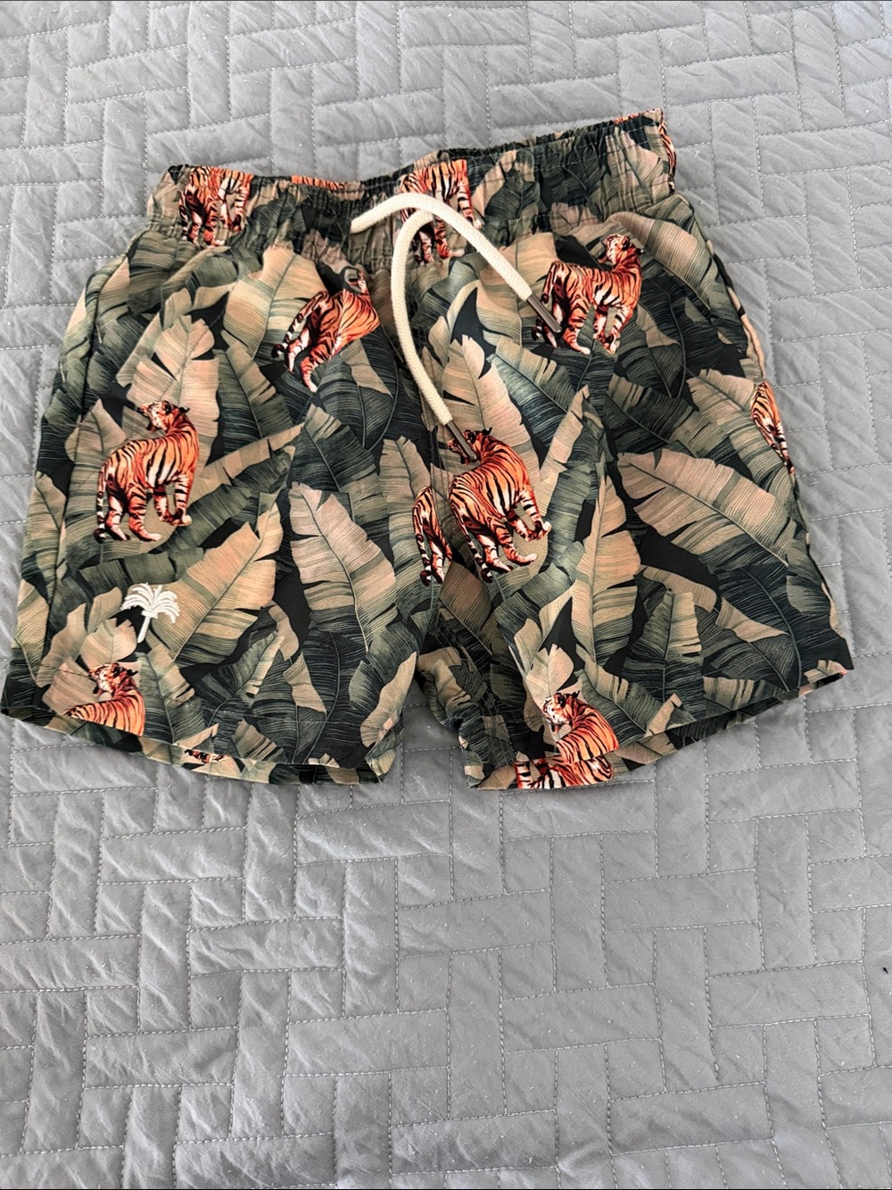 OAS Tropical Tiger Print Swim Shorts - Green & Orange